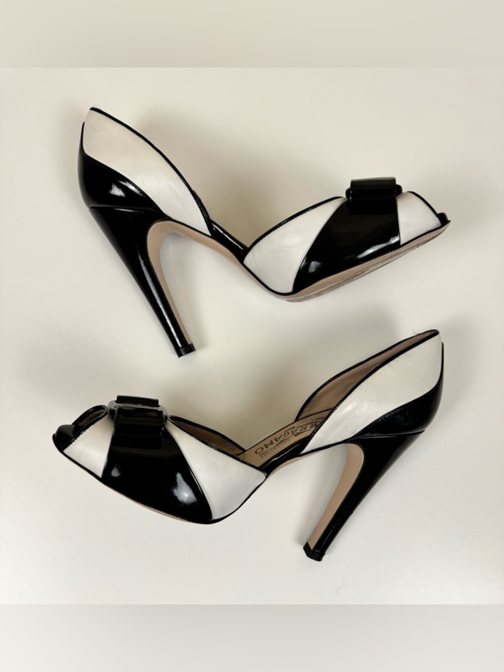 Salvatore Ferragamo Manuela 11 BCM Patent Leather Peep Toe Pumps - Picture 7 of 10